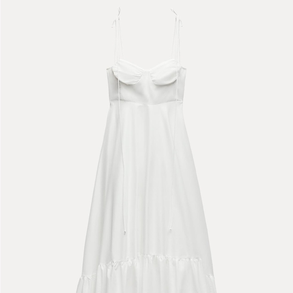 ZW collection white ruffled poplin dress size medium